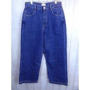 QuickSilver Hopeful Land High Waisted Wide Leg‎ Cropped Jeans Button Fly Size 28